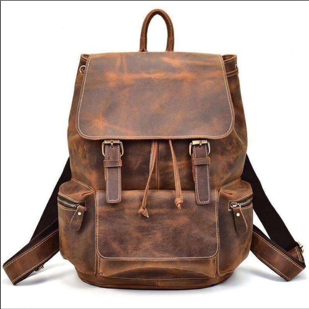 Rugged, Strong Buffalo Leather Travel Backpack